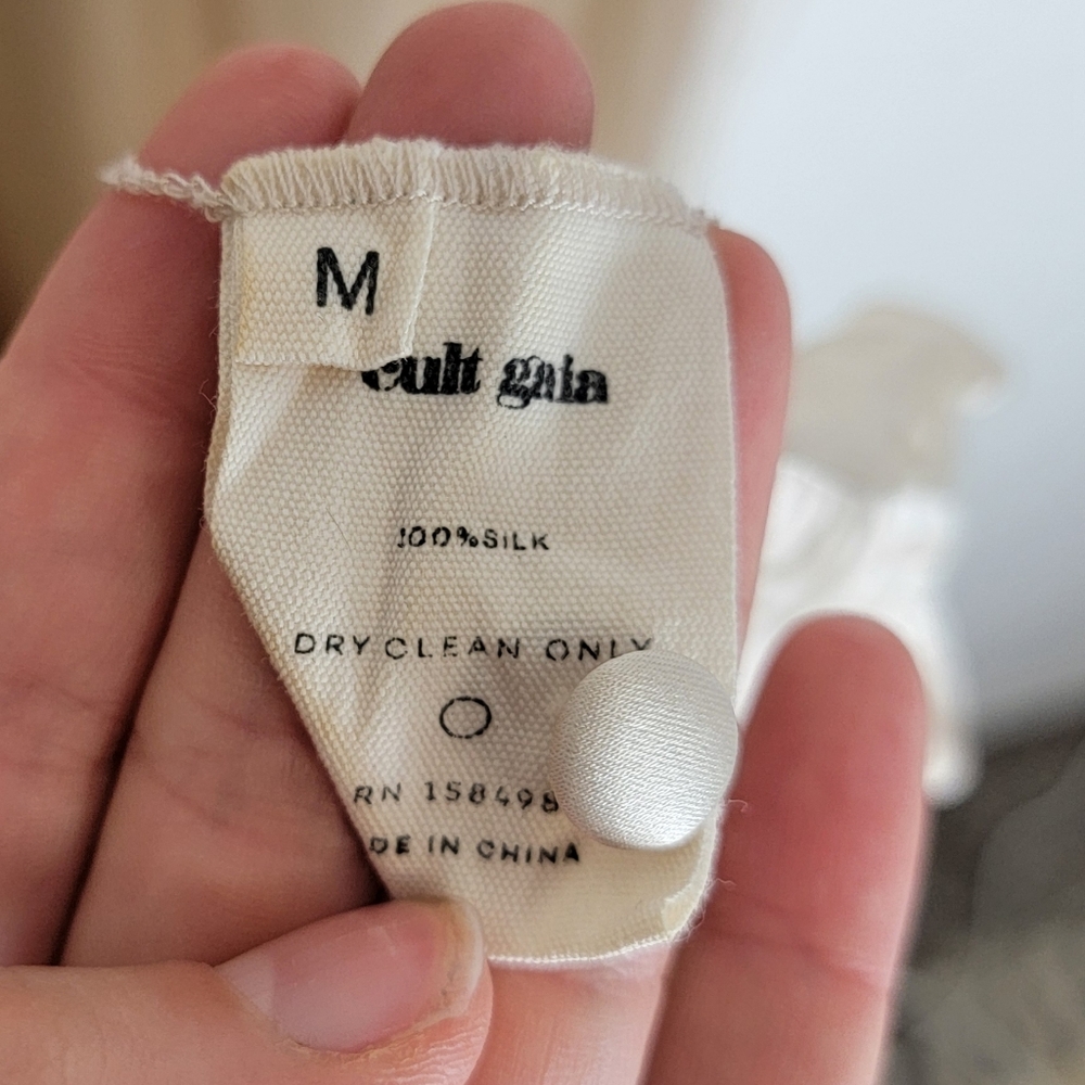 Cult Gaia Shaine Gown Maxi Cape Bridal Silk Cutouts White Ivory Medium - Picture 12 of 17